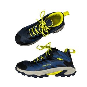 Merrell Moab Speed 2 Boots Blue Yellow Waterproof Hiking Mid Top Big Kids Size 6
